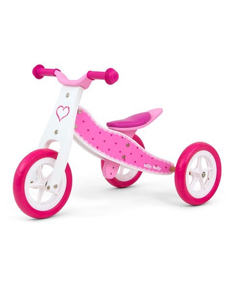 ROWEREK BIEGOWY TRÓJKOŁOWY DWUKOŁOWY POJAZD 2w1 Look Hearts Milly Mally RÓŻOWY CHODZIK PCHACZ 18m+ ROWEREK BIEGOWY TRÓJKOŁOWY DWUKOŁOWY POJAZD 2w1 Look Hearts Milly Mally RÓŻOWY CHODZIK PCHACZ 18m+