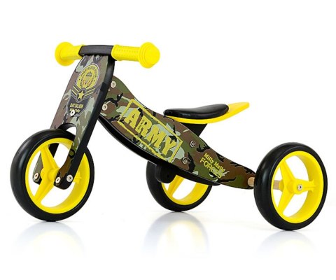 Milly Mally Pojazd Jake Army 2w1 Żółto Czarny Rowerek Chodzik Pchacz ogranicznik skrętu drewniany regulacja wysokości siodełka Milly Mally Pojazd Jake Army 2w1 Żółto Czarny Rowerek Chodzik Pchacz ogranicznik skrętu drewniany regulacja wysokości siodełka