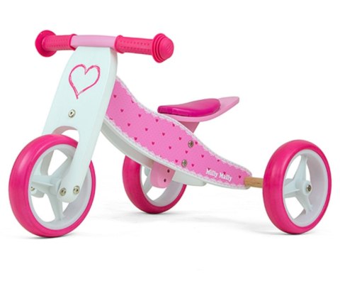 Milly Mally Pojazd Jake Hearts Różowo Biały drewniany 2w1 Chodzik Pchacz regulacja wysokości siodełka ogranicznik skrętu rowerek Milly Mally Pojazd Jake Hearts Różowo Biały drewniany 2w1 Chodzik Pchacz regulacja wysokości siodełka ogranicznik skrętu rowerek