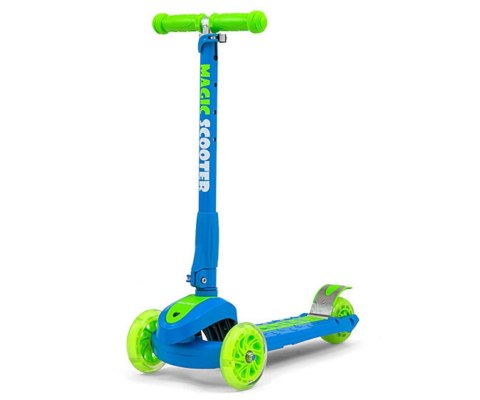 Milly Mally Scooter Magic Blue-Green Hulajnoga Jeździk aluminium świecące koła hamulec regulowana wysokość kierownicy