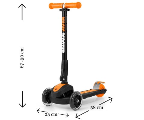 Milly Mally Scooter Magic Orange Hulajnoga Jeździk Pomarańczowo-Czarna, balansowa trójkołowa Milly Mally Scooter Magic Orange Hulajnoga Jeździk Pomarańczowo-Czarna, balansowa trójkołowa