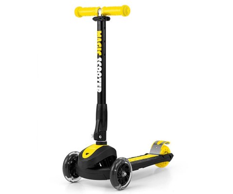 Milly Mally Hulajnoga Scooter Magic Yellow Żółty Czarny składana aluminium hamulec świecące koła regulowana wysokość kierownicy