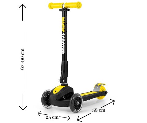 Milly Mally Hulajnoga Scooter Magic Yellow Żółty Czarny składana aluminium hamulec świecące koła regulowana wysokość kierownicy Milly Mally Hulajnoga Scooter Magic Yellow Żółty Czarny składana aluminium hamulec świecące koła regulowana wysokość kierownicy