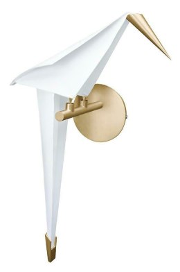 King Home Kinkiet Lampa ścienna LORO WALL LEFT metal złoty - LED klosz tworzywo PP biały w kształcie ptaka