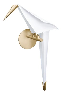 King Home Kinkiet Lampa ścienna LORO WALL RIGHT metal złoty - LED klosz tworzywo PP biały w kształcie ptaka