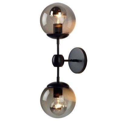 King Home Kinkiet PLANETARIO 2 metal czarny - klosze szkło dymione 2xE27 King Home Kinkiet PLANETARIO 2 metal czarny - klosze szkło dymione 2xE27