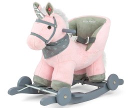 Milly Mally Koń Konik na biegunach lub kółkach Polly Pink Różowy interaktywne uszka regulowane pasy kantar 12 m+