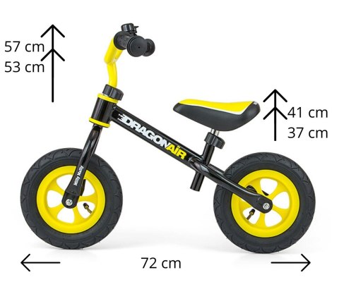 Milly Mally Rowerek Biegowy Dragon Air Black regulacja wysokości siodełka i kierownicy 2 lata + Milly Mally Rowerek Biegowy Dragon Air Black regulacja wysokości siodełka i kierownicy 2 lata +