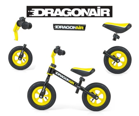 Milly Mally Rowerek Biegowy Dragon Air Black regulacja wysokości siodełka i kierownicy 2 lata + Milly Mally Rowerek Biegowy Dragon Air Black regulacja wysokości siodełka i kierownicy 2 lata +