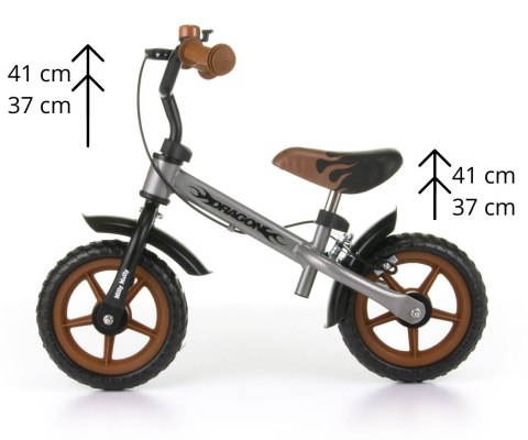 ROWEREK BIEGOWY Dragon Z HAMULCEM Milly Mally dzwonek Classic BRĄZOWY 10" koła REGULACJA WYSOKOŚCI KIEROWNICY I SIODEŁKA ROWEREK BIEGOWY Dragon Z HAMULCEM Milly Mally dzwonek Classic BRĄZOWY 10" koła REGULACJA WYSOKOŚCI KIEROWNICY I SIODEŁKA