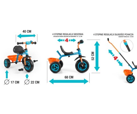 Milly Mally Rowerek Turbo Candy trójkołowy z rączką Róż Niebieski dzwonek pasy bezpieczeństwa regulacja siedziska koszyk Milly Mally Rowerek Turbo Candy trójkołowy z rączką Róż Niebieski dzwonek pasy bezpieczeństwa regulacja siedziska koszyk