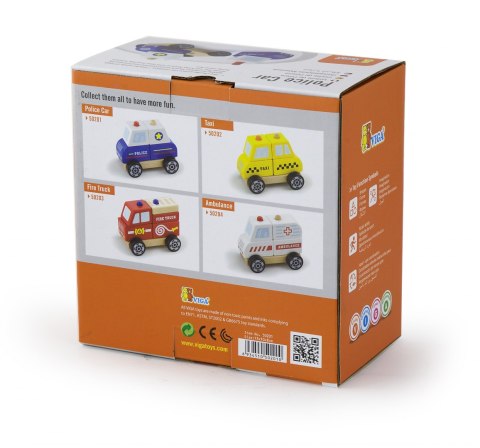 KLOCKI AUTO POLICYJNE Viga Viga 50201 DREWNO BUKOWE NIEBIESKO - BIAŁE 18m+ KLOCKI AUTO POLICYJNE Viga Viga 50201 DREWNO BUKOWE NIEBIESKO - BIAŁE 18m+