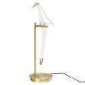 King Home Lampa biurkowa LORO TABLE złota - LED metal klosz w kształcie ptaka biały tworzywo PP King Home Lampa biurkowa LORO TABLE złota - LED metal klosz w kształcie ptaka biały tworzywo PP