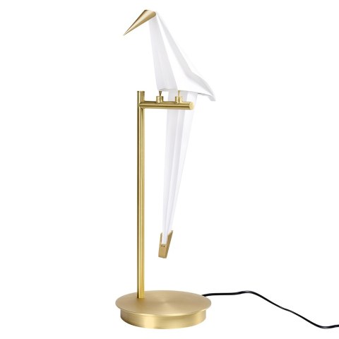 King Home Lampa biurkowa LORO TABLE złota - LED metal klosz w kształcie ptaka biały tworzywo PP King Home Lampa biurkowa LORO TABLE złota - LED metal klosz w kształcie ptaka biały tworzywo PP