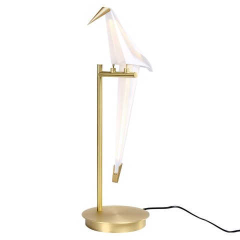 King Home Lampa biurkowa LORO TABLE złota - LED metal klosz w kształcie ptaka biały tworzywo PP King Home Lampa biurkowa LORO TABLE złota - LED metal klosz w kształcie ptaka biały tworzywo PP