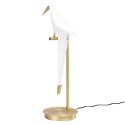 King Home Lampa biurkowa LORO TABLE złota - LED metal klosz w kształcie ptaka biały tworzywo PP King Home Lampa biurkowa LORO TABLE złota - LED metal klosz w kształcie ptaka biały tworzywo PP