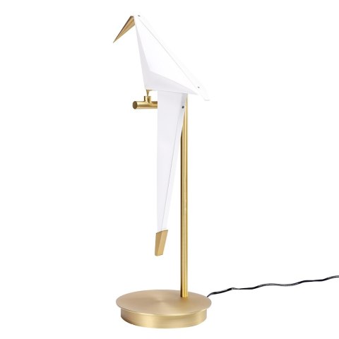 King Home Lampa biurkowa LORO TABLE złota - LED metal klosz w kształcie ptaka biały tworzywo PP King Home Lampa biurkowa LORO TABLE złota - LED metal klosz w kształcie ptaka biały tworzywo PP