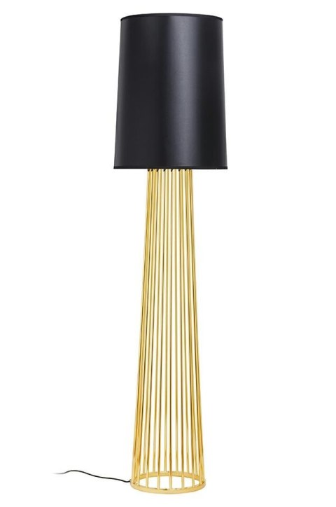 King Home Lampa podłogowa HOLMES STRAIGHT złota stal węglowa błyszcząca z czarnym kloszem z tkaniny usztywnionej laminatem 1xE27 King Home Lampa podłogowa HOLMES STRAIGHT złota stal węglowa błyszcząca z czarnym kloszem z tkaniny usztywnionej laminatem 1xE27