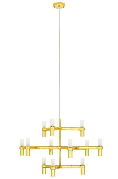 LAMPA WISZĄCA ATOMIC metalowa ZŁOTA KLOSZE SATYNOWE 12xG9 KING HOME LAMPA WISZĄCA ATOMIC metalowa ZŁOTA KLOSZE SATYNOWE 12xG9 KING HOME