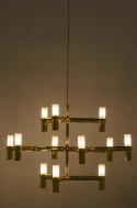 LAMPA WISZĄCA ATOMIC metalowa ZŁOTA KLOSZE SATYNOWE 12xG9 KING HOME LAMPA WISZĄCA ATOMIC metalowa ZŁOTA KLOSZE SATYNOWE 12xG9 KING HOME
