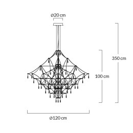 King Home Lampa wisząca CONSTELATION 120 - LED, stal szczotkowana srebrny wykończona dekoracyjnymi kryształkami