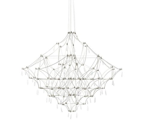 King Home Lampa wisząca CONSTELATION 77 LED stal szczotkowana kształt metalowej pajęczyny wykończona dekoracyjnymi kryształkami
