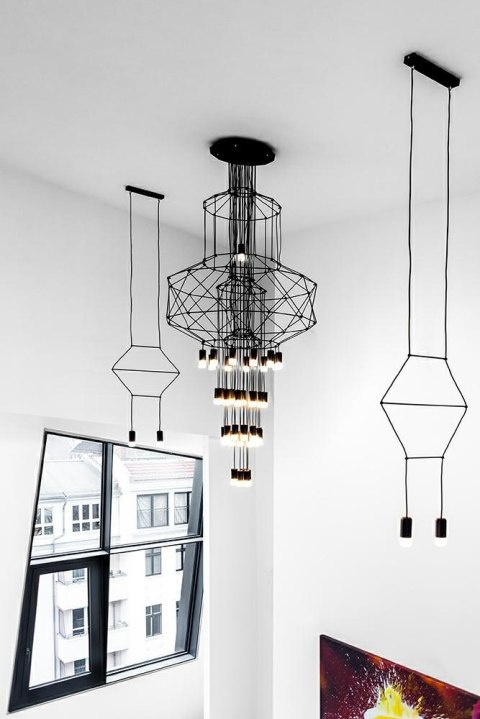 King Home Lampa wisząca FLUSSO 2 czarna, metal szkło King Home Lampa wisząca FLUSSO 2 czarna, metal szkło