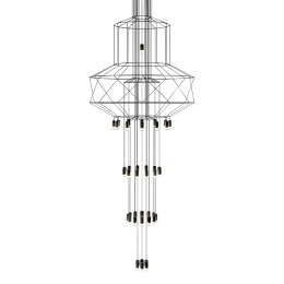 King Home Lampa wisząca LED FLUSSO 43 czarna metal klosze szkło satynowe wykonana z przewodów osadzonych na stalowych prętach