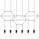 King Home Lampa wisząca LED FLUSSO LINE 6 czarna metal klosze szkło satynowe minimalistyczna geometryczna konstrukcja King Home Lampa wisząca LED FLUSSO LINE 6 czarna metal klosze szkło satynowe minimalistyczna geometryczna konstrukcja