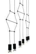 King Home Lampa wisząca LED FLUSSO LINE 6 czarna metal klosze szkło satynowe minimalistyczna geometryczna konstrukcja King Home Lampa wisząca LED FLUSSO LINE 6 czarna metal klosze szkło satynowe minimalistyczna geometryczna konstrukcja