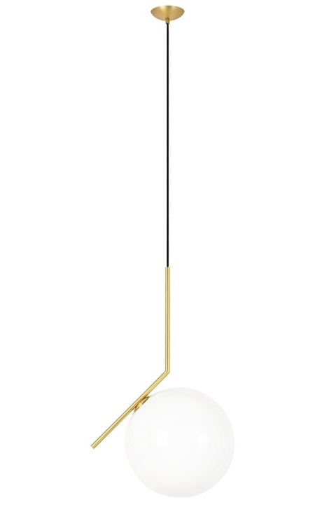 King Home Lampa wisząca HALM 30 - mosiądz klosz w kształcie kuli biały szkło do domu i do lokalu hotelu King Home Lampa wisząca HALM 30 - mosiądz klosz w kształcie kuli biały szkło do domu i do lokalu hotelu