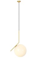 King Home Lampa wisząca HALM 30 - mosiądz klosz w kształcie kuli biały szkło do domu i do lokalu hotelu King Home Lampa wisząca HALM 30 - mosiądz klosz w kształcie kuli biały szkło do domu i do lokalu hotelu