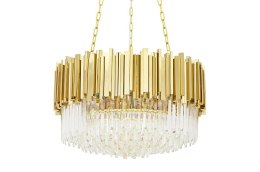 LAMPA WISZĄCA IMPERIAL GOLD 60 - stal szczotkowana ZŁOTA kryształ PRZEZROCZYSTY E14 KING HOME