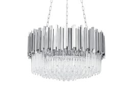 King Home Lampa wisząca IMPERIAL SILVER 60 srebrna okrągła - stal szczotkowana szkło kryształ 12xE14