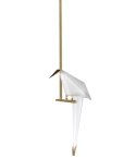 King Home Lampa wisząca LORO 1 metalowa złota - LED klosz biały tworzywo PP w kształcie ptaka King Home Lampa wisząca LORO 1 metalowa złota - LED klosz biały tworzywo PP w kształcie ptaka