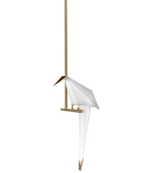 King Home Lampa wisząca LORO 1 metalowa złota - LED klosz biały tworzywo PP w kształcie ptaka King Home Lampa wisząca LORO 1 metalowa złota - LED klosz biały tworzywo PP w kształcie ptaka