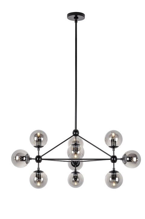 LAMPA SUFITOWA wisząca PLANETARIO 10 CZARNA - KLOSZE SZKŁO DYMIONE 10xE27 King Home LAMPA SUFITOWA wisząca PLANETARIO 10 CZARNA - KLOSZE SZKŁO DYMIONE 10xE27 King Home