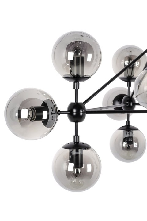 LAMPA SUFITOWA wisząca PLANETARIO 10 CZARNA - KLOSZE SZKŁO DYMIONE 10xE27 King Home LAMPA SUFITOWA wisząca PLANETARIO 10 CZARNA - KLOSZE SZKŁO DYMIONE 10xE27 King Home