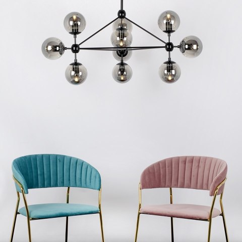 LAMPA SUFITOWA wisząca PLANETARIO 10 CZARNA - KLOSZE SZKŁO DYMIONE 10xE27 King Home LAMPA SUFITOWA wisząca PLANETARIO 10 CZARNA - KLOSZE SZKŁO DYMIONE 10xE27 King Home