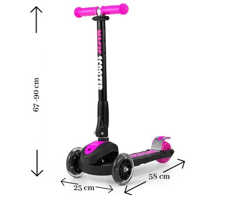Milly Mally Scooter Magic Pink Hulajnoga/Sccoter Różowo-Czarna, składana hamulec Milly Mally Scooter Magic Pink Hulajnoga/Sccoter Różowo-Czarna, składana hamulec