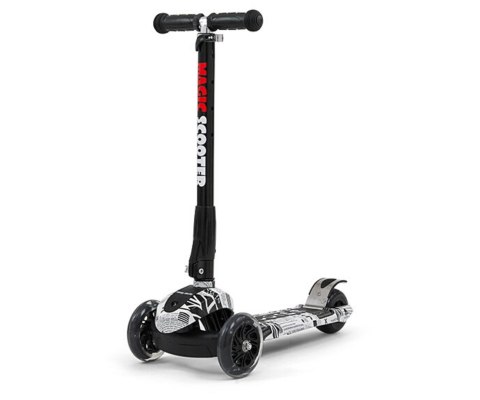 Milly Mally Hulajnoga Scooter Magic Street Czarny Biały składana hamulec świecące koła regulowana wysokość kierownicy 3 lata+ Milly Mally Hulajnoga Scooter Magic Street Czarny Biały składana hamulec świecące koła regulowana wysokość kierownicy 3 lata+