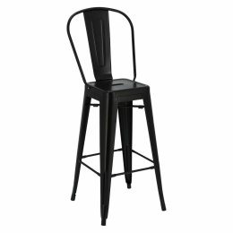 D2.DESIGN Hoker Krzesło barowe Paris Back 75cm. czarny insp.Tolix metal malowany proszkowo wysokie oparcie podnóżek sztaplowanie