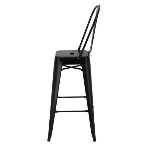 D2.DESIGN Hoker Krzesło barowe Paris Back 75cm. czarny insp.Tolix metal malowany proszkowo wysokie oparcie podnóżek sztaplowanie D2.DESIGN Hoker Krzesło barowe Paris Back 75cm. czarny insp.Tolix metal malowany proszkowo wysokie oparcie podnóżek sztaplowanie