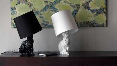 King Home Lampa stołowa biurkowa RABBIT - czarna aluminium tkanina King Home Lampa stołowa biurkowa RABBIT - czarna aluminium tkanina