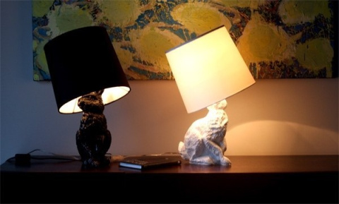 King Home Lampa stołowa biurkowa RABBIT - czarna aluminium tkanina King Home Lampa stołowa biurkowa RABBIT - czarna aluminium tkanina