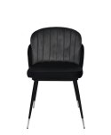 King Home Krzesło MARCEL tapicerowane czarno szare - welur, podstawa metalowa czarno-srebrna do domu i lokalu