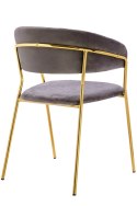 King Home Krzesło MARGO jasny szary - welur, podstawa metalowa złota do restauracji jadalni recepcji