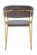 King Home Krzesło MARGO jasny szary - welur, podstawa metalowa złota do restauracji jadalni recepcji