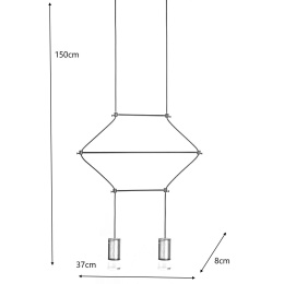 King Home Lampa wisząca FLUSSO 2 czarna, metal szkło