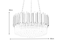 King Home Lampa wisząca IMPERIAL SILVER 60 srebrna okrągła - stal szczotkowana szkło kryształ 12xE14